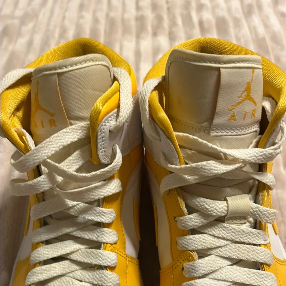 Air Jordan Yellow and White High-Top Sneakers size 8 GUC.